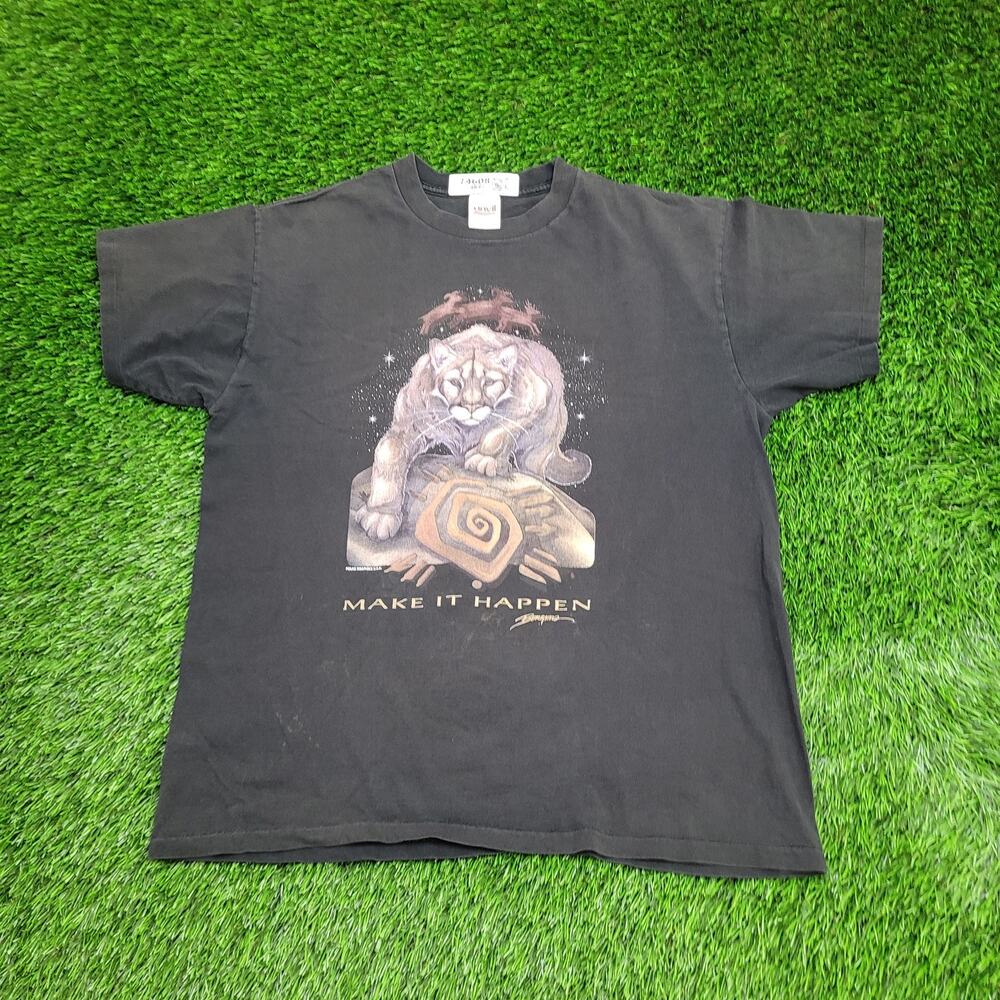 Vintage Animal Shirt L/XL 23x27 Cougar Black